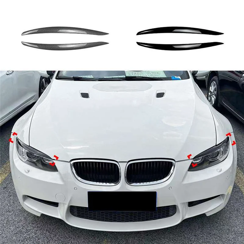 Car Carbon Fiber Headlights Eyebrows HeadLight Trim Stickers for 3 Series E90 2005-2012 Accessories