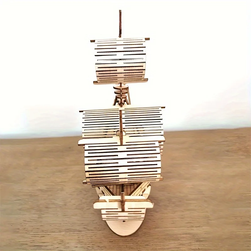 3D DIY Wooden Puzzle Mechanical Toy - Handmade Ship Model Ornament and Christmas Gift