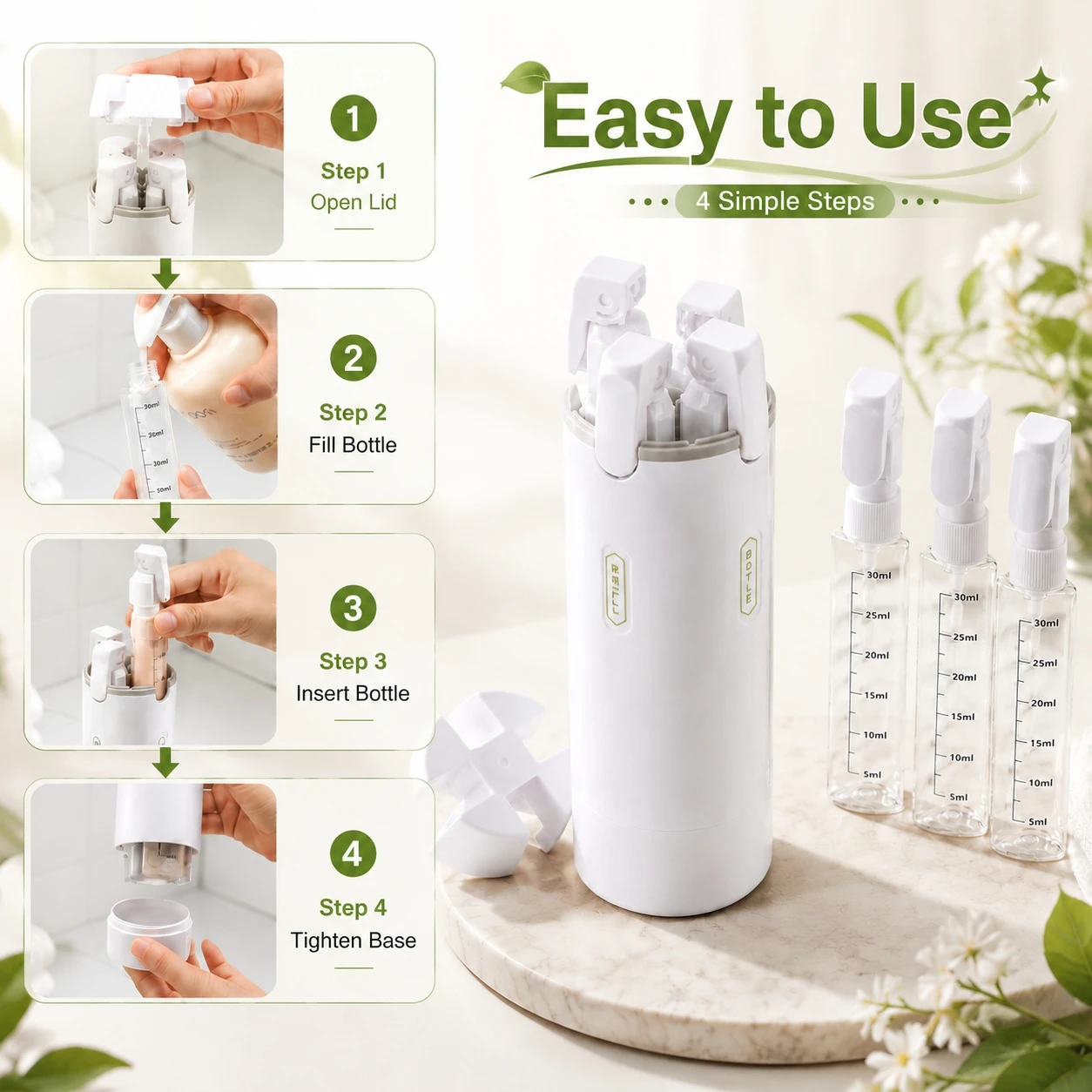 Compact Multi-Liquid Travel Dispenser - TSA Approved, Leak-Proof, BPA Free