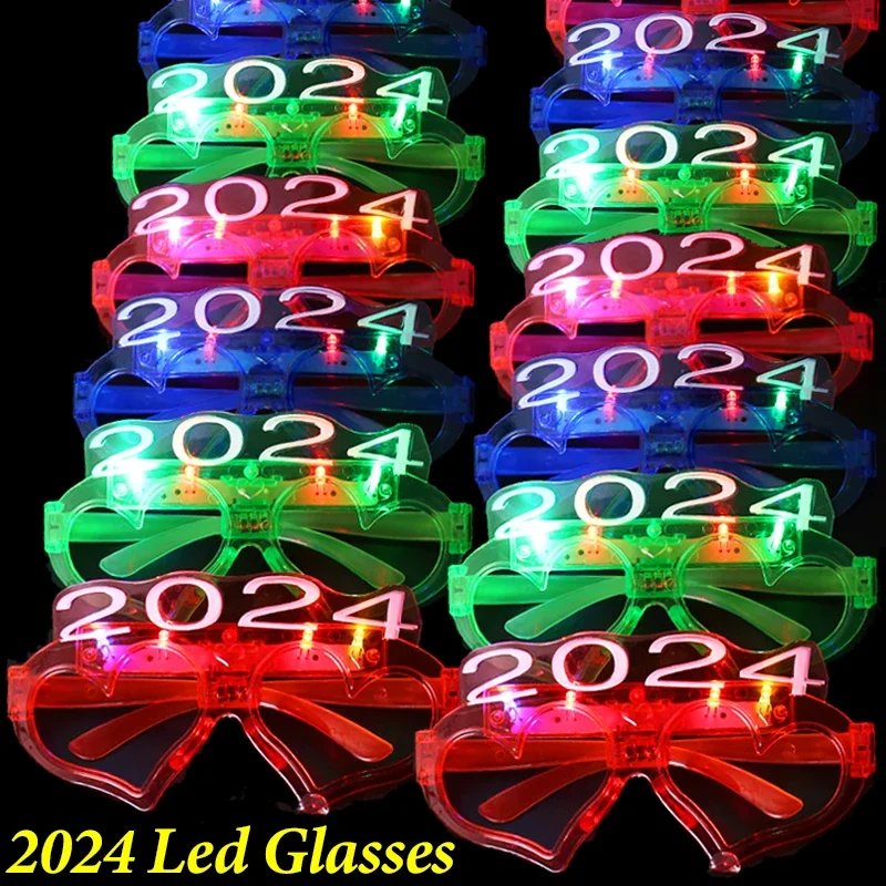 

LED Luminous Glasses Battery Powered Light Up Flashing Eyeglasses Goggles 2024 Christmas New Year Party Decor Cosplay Supplies