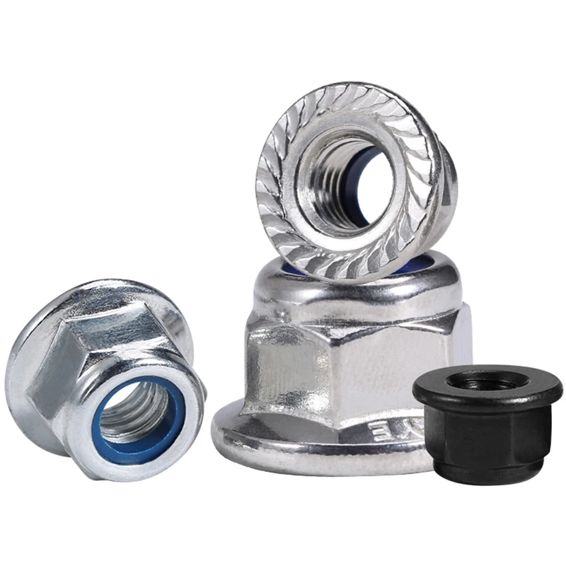 

2pcs 304/316 Stainless Steel Hexagon Hex Flange Nuts Flat/Serrated Spinlock Locking Nut M3 M4 M5 M6 M8 M10 M12