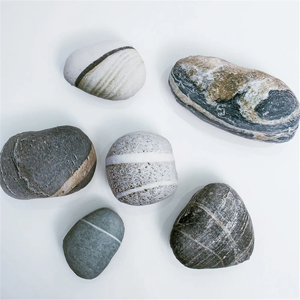 Throw Pillow with Filler Simulated Pebble Stone Pillow Soft Cushion for Movie Props Kids Game Toy Doll Children Room Decoration 2