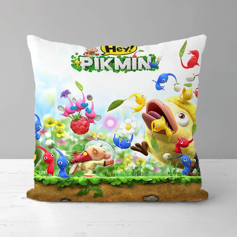 

Kawaii Pillow Cover PIKMIN Decorative Pillows for Sofa Cute Pillowcase Cushion Covers Short Plush Cushions 45*45 Pillowcases Bed