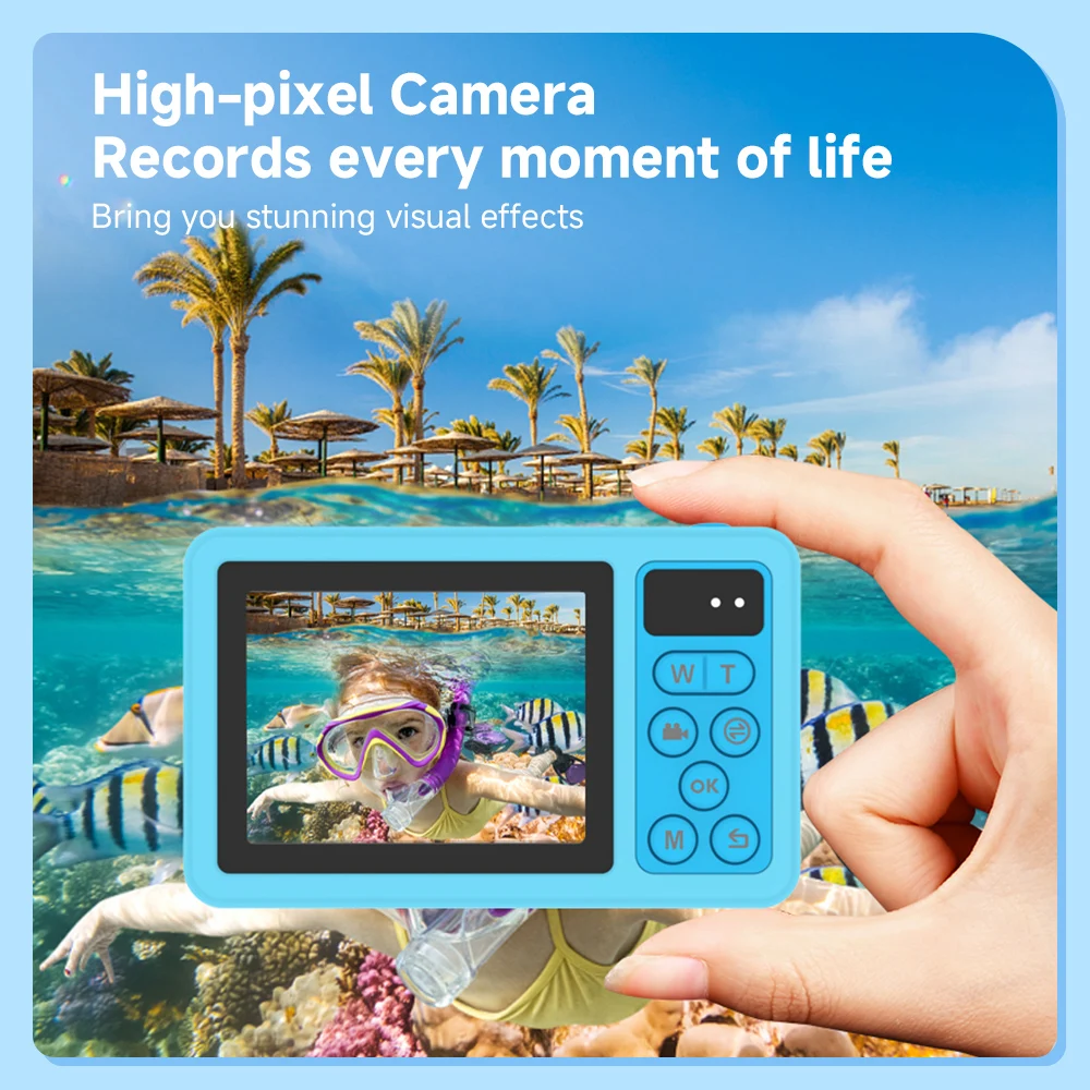 Digital Camera AMORUS Dual Screen Digital Camera IP68 Waterproof Selfie Video Camera for adult Kids Learning Photography Outdoor Travel