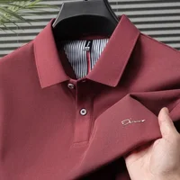 Polo homme 100% coton pur à manches courtes, nouvelle mode, lettres en relief, style business décontracté, couleur unie, col revers, été 5