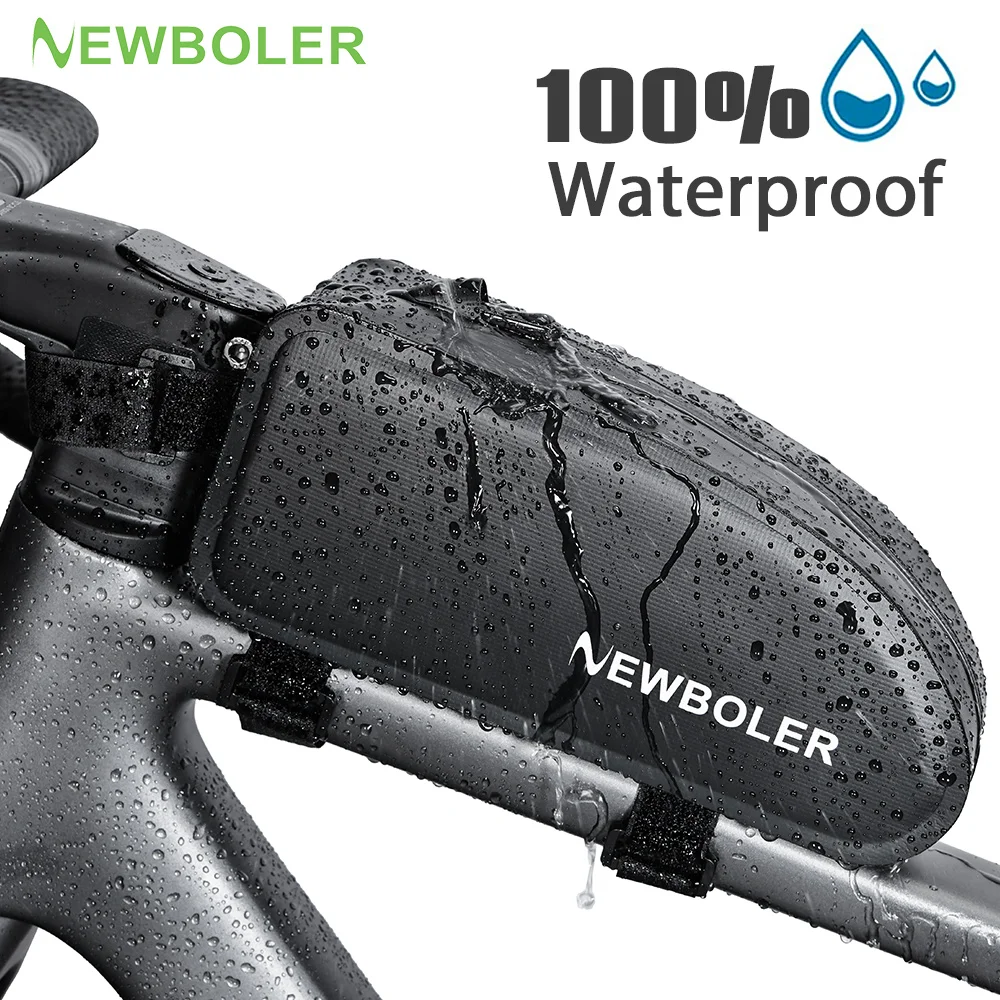 NEWBOLER BAG088 Bicycle Bag Waterproof Cycling Top Front Tube Frame Bag Large Capacity MTB Road Bicycle Pannier Black Bike Accessories