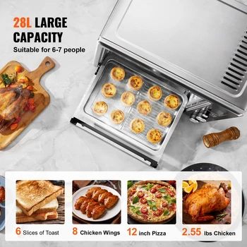 VEVOR 13-IN-1 Air Fryer Toaster Oven 29.6Qt Convection Oven 1800W 2-Tier Toaster Ovens Countertop Combo Home and Commercial Use 5