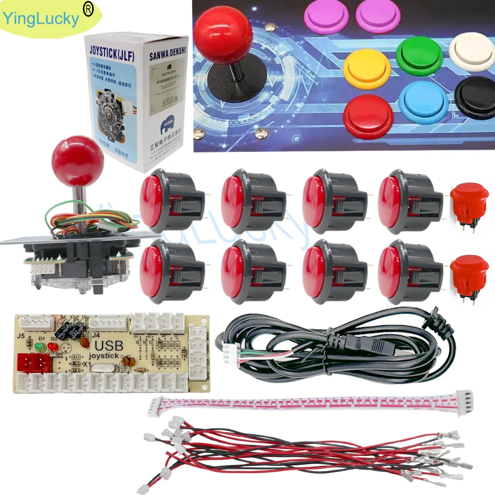 Arcade Sanwa Joystick Kit Originale Ritardo Zero Gioco Arcade Encoder Usb Joystick Kit Fai Da Te Con 8 Tasto Del Joystick Per Mame Jamma