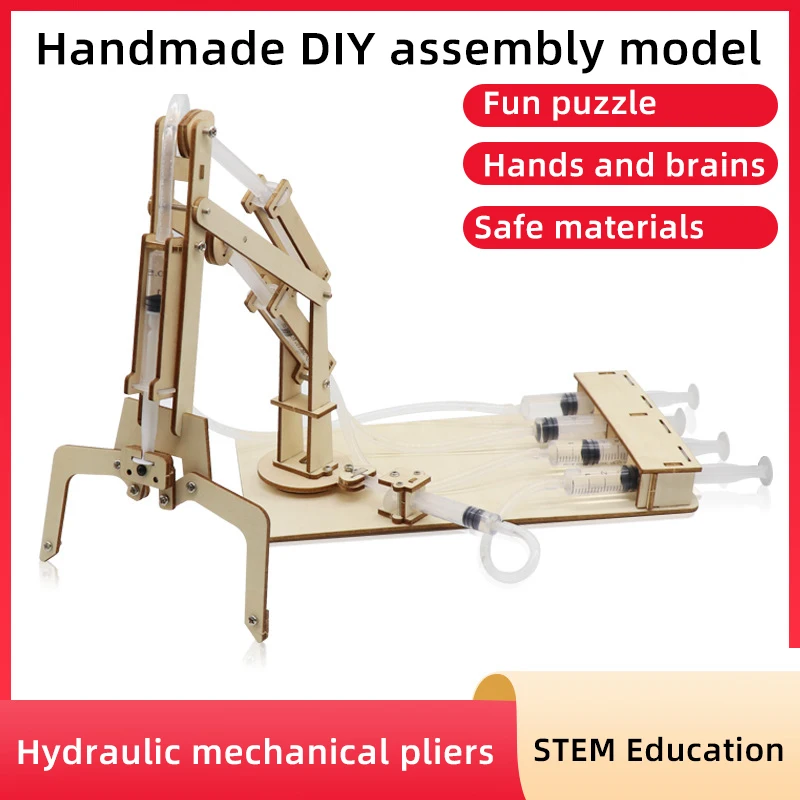 Kadimendium Pelle Hydraulique En Bois – Kit STEM, Maquette à Construire, Système De Seringues, éducatif