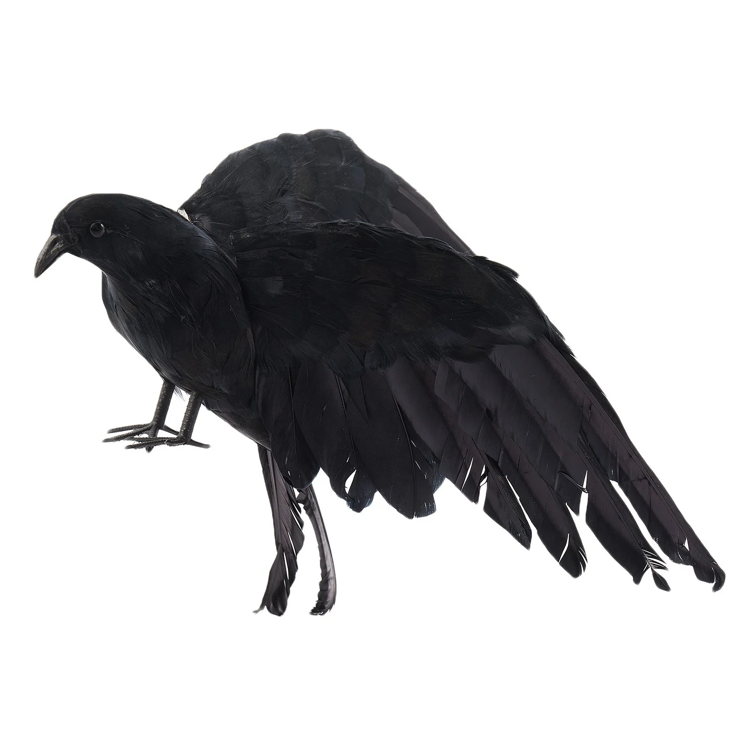 할로윈 소품 깃털 큰 까마귀 새, 펼치는 날개, 검은 까마귀 장난감 모델 장난감, 공연 소품, 25x40cm