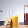 Glass Jar With Bamboo Lid Sealed Canister Food Storage Bottles Container Storage For Loose Tea Coffee Bean Kitchen Accessories 6