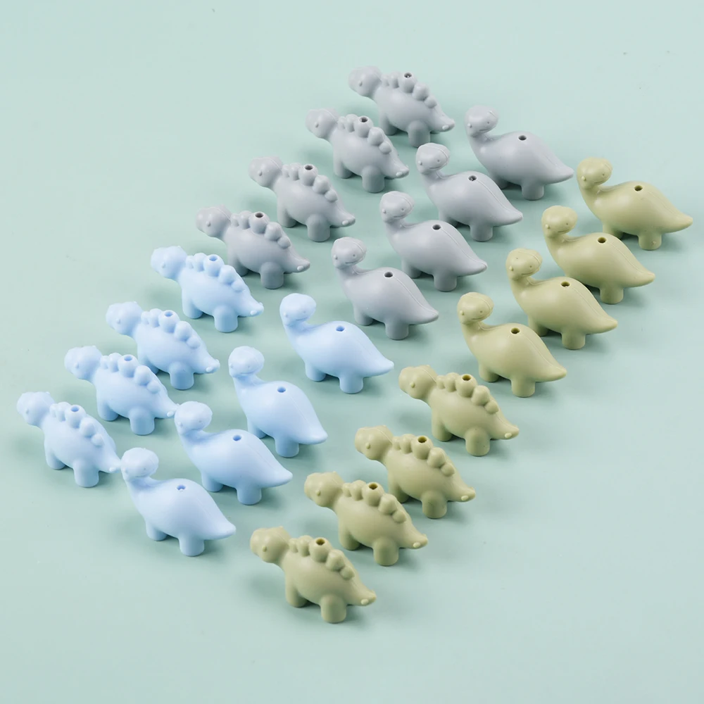 LOFCA 24Pcs food grade mini silicone dinosaur beads Cute cartoon Rodent BPA-Free Teething necklace Care DIY jewelry toys 6