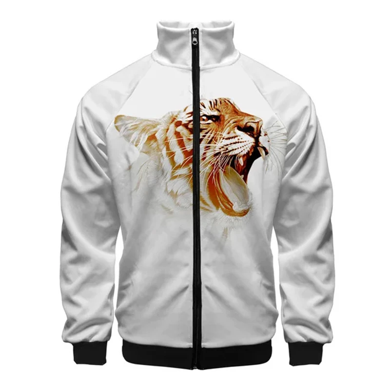 thumbnail image 1 of Chaquetas con estampado de tigre en 3D para hombre, chaqueta informal de manga larga a la moda, ropa de calle transpirable, abrigos holgados y cómodos con cremallera, 1 of 5
