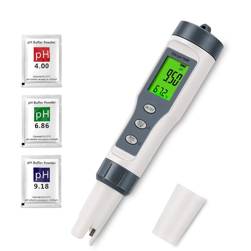 

3 In 1 Digital PH Meter For Water, TDS/PH/Temp Meter, Water Tester For Drinking Water, Swimming Pool, Hydroponics