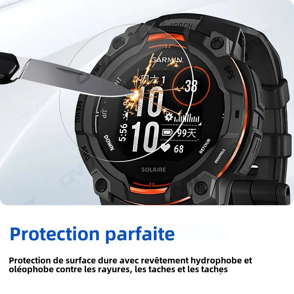 Protection écran Verre Trempé Pour Garmin Instinct 3 50mm - Lot De 3, Dureté 9H, Anti-rayures, HD Clair