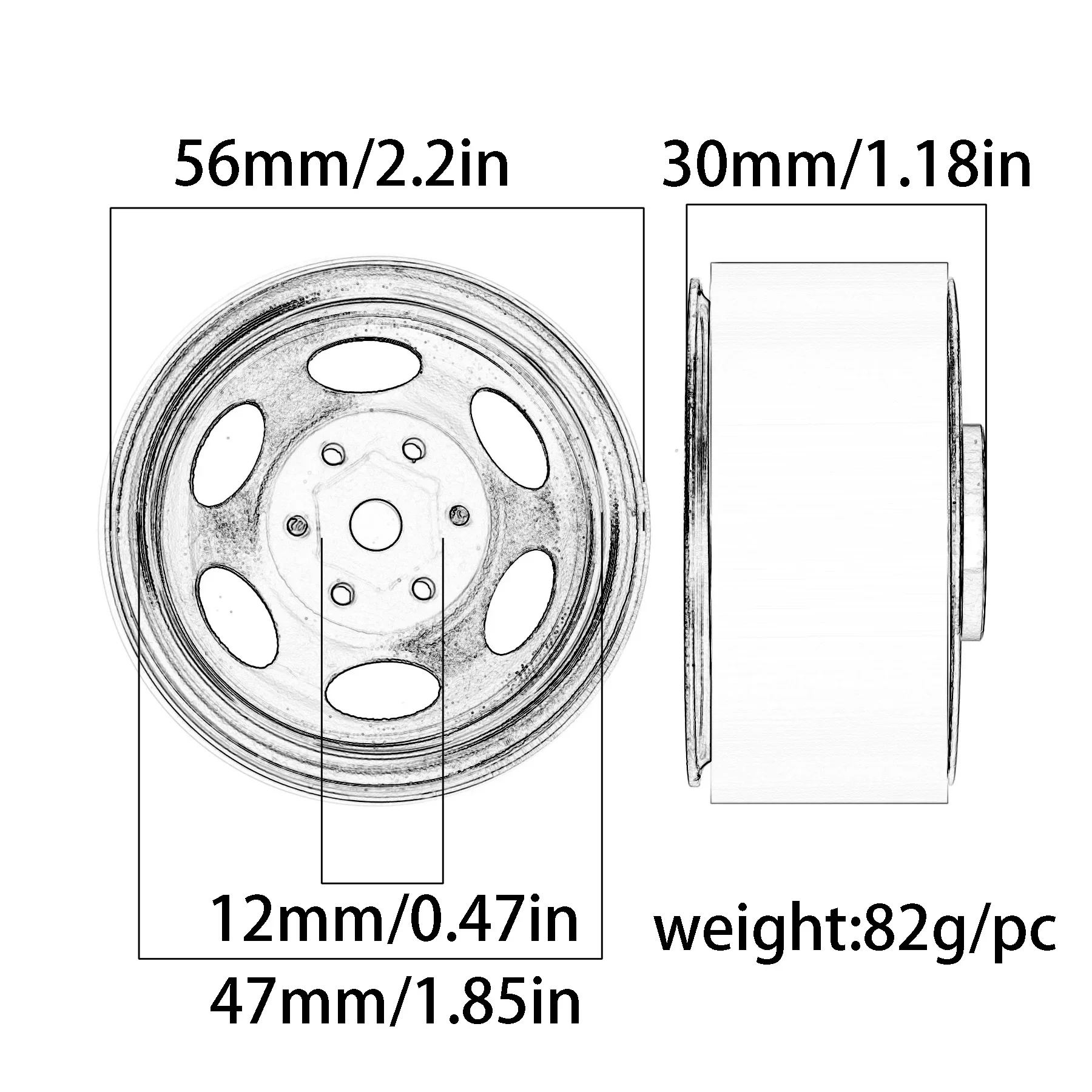 Set de 4 Roues Métal 1/10 RC pour Voiture Tout Terrain