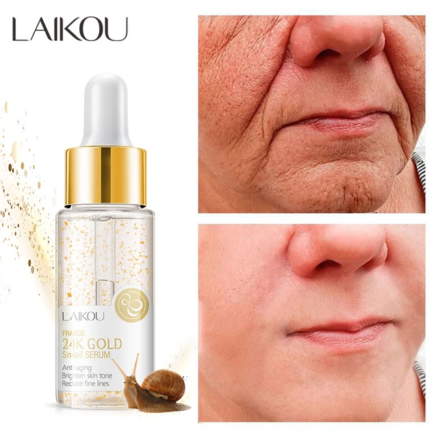 Snail Removal Wrinkle Serum 24K Gold Anti Aging Lifting Firming Fade Fine Lines Face Essence Nourish Moisturizing Care Products 1