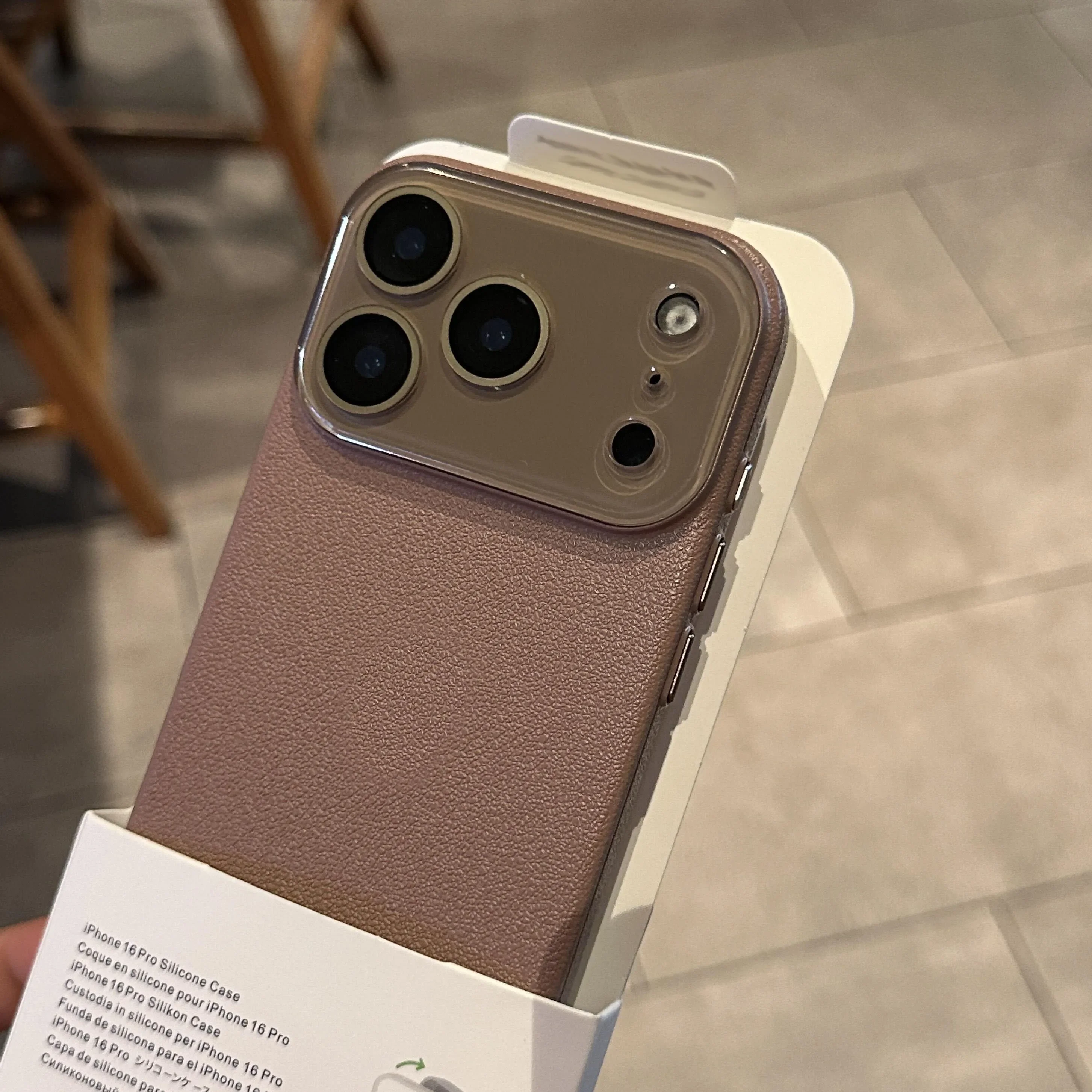 Elegant Leather Texture Silicone Case with Glass Camera Lens Protection - Shockproof Cover