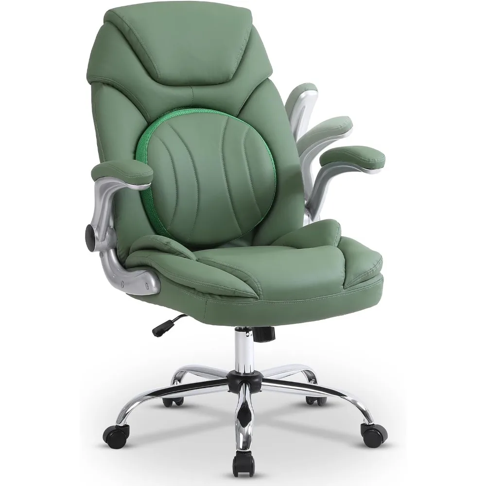 

Modern Executive Office Chairs with Lumbar Support, 90-120° Rocking Managerial Chair Ergonomic PU Leather