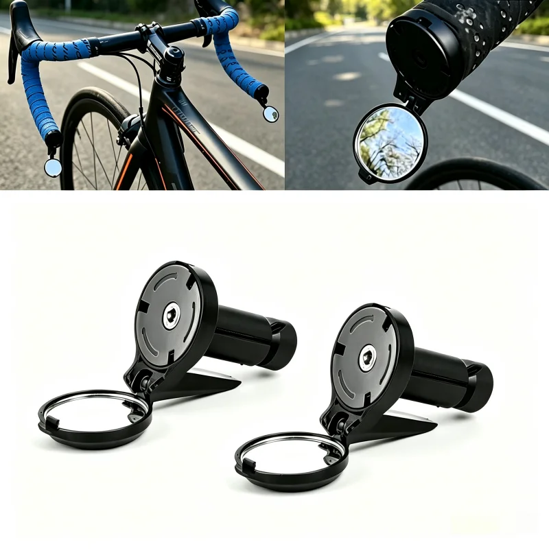 Cycling Handlebar-Mounted Rear View Mirror with Lightweight Acrylic Lens