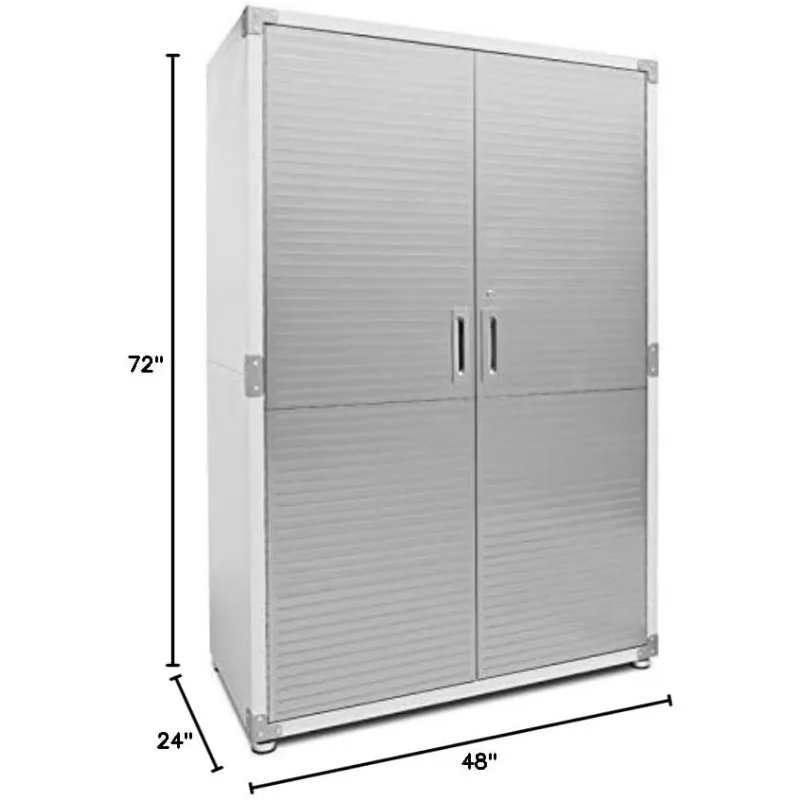 Seville Classics UltraHD Solid Steel Lockable Metal Storage Cabinet Locker Organizer, w/Adjustable Shelves 48" W x 24" D x 72" H 3