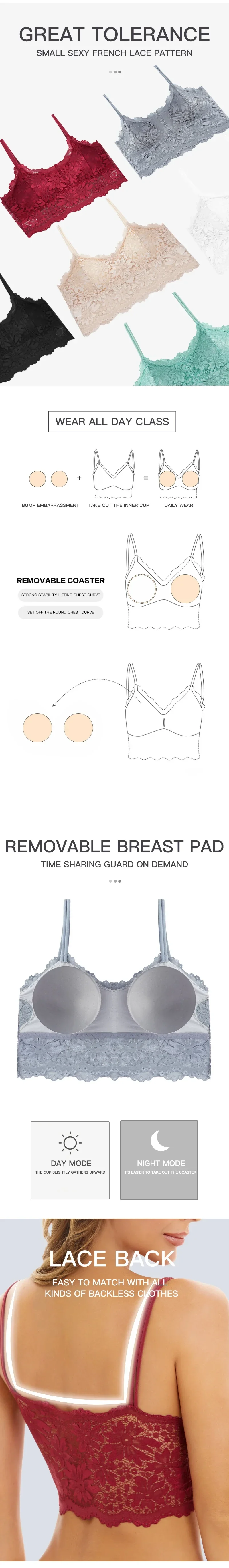 Lace Bralette - Comfortable Wireless Hollow Out Bra for Women