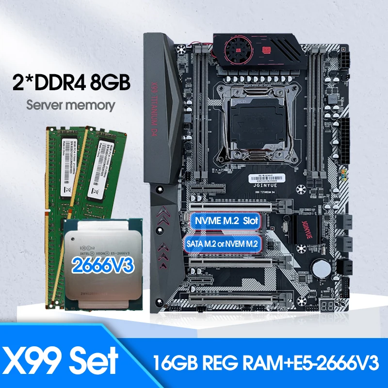 JINGYUE X99 TITANIUM D4 Kit Motherboard With E5 2666 V3 Processor CPU ...