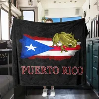 Soft Warm Puerto Rico Flag Coqui Frog Pattern Flannel Blanket Car RV Travel and Cozy Ideal Gift for Birthday and Any Occasion 1