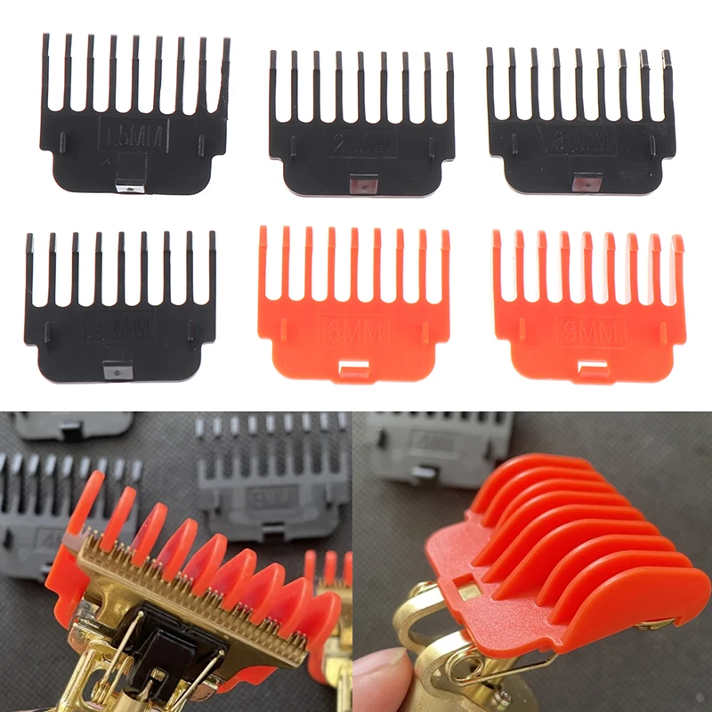 6Pcs T9 Hair Clipper Guards Guide Combs Trimmer Cutting Guides Styling Tools Attachment 1.5mm 2mm 3mm 4mm 6mm 9mm hair clipper hair trimmer hair cutting combs