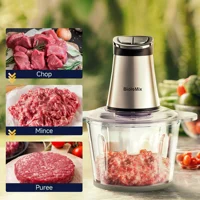BioloMix Mini hachoir électrique, 300W, avec 2 bols et 4 lames à deux niveaux pour le traitement des aliments pour bébés, des viandes et des oignons. 2