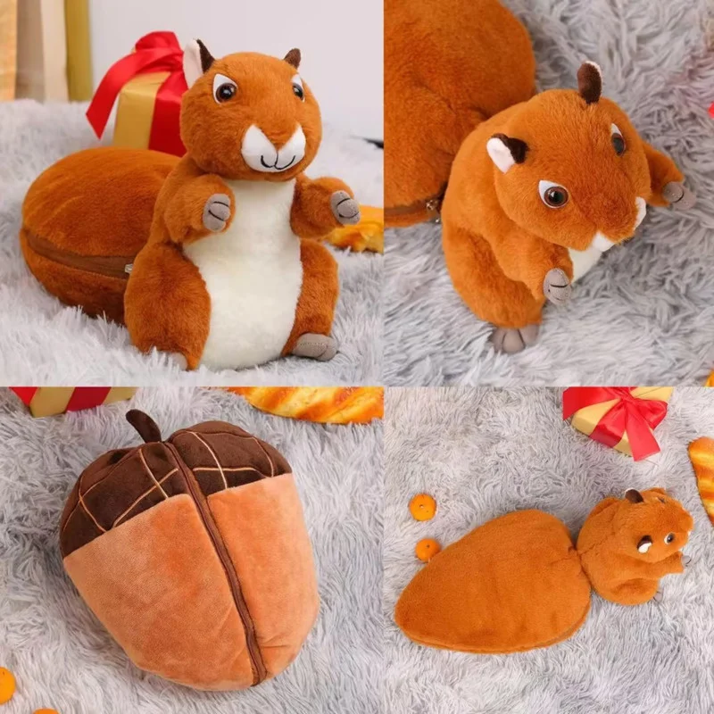 

25 см белка плюшевая игрушка Kawaii Pinecone превращается в большую белку плюшевая белка в виде верблюжьей белки плюшевая кукла детский подарок на день рождения