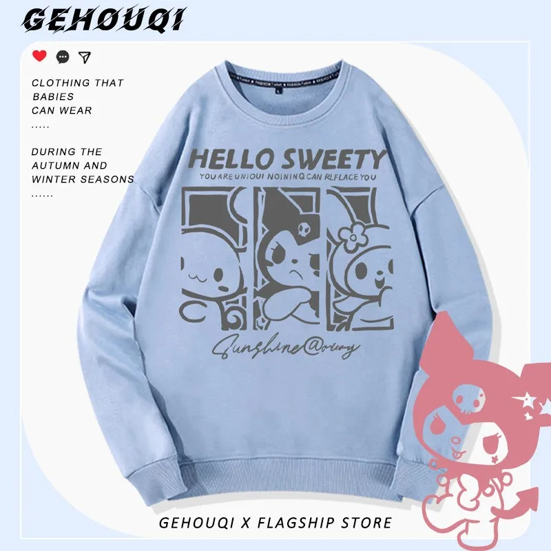 

Kuromi Kuromi Joint Crewneck Hoodie Women's Japanese Sanrio 2024 New Coat Autumn Fashion Brand Clothes