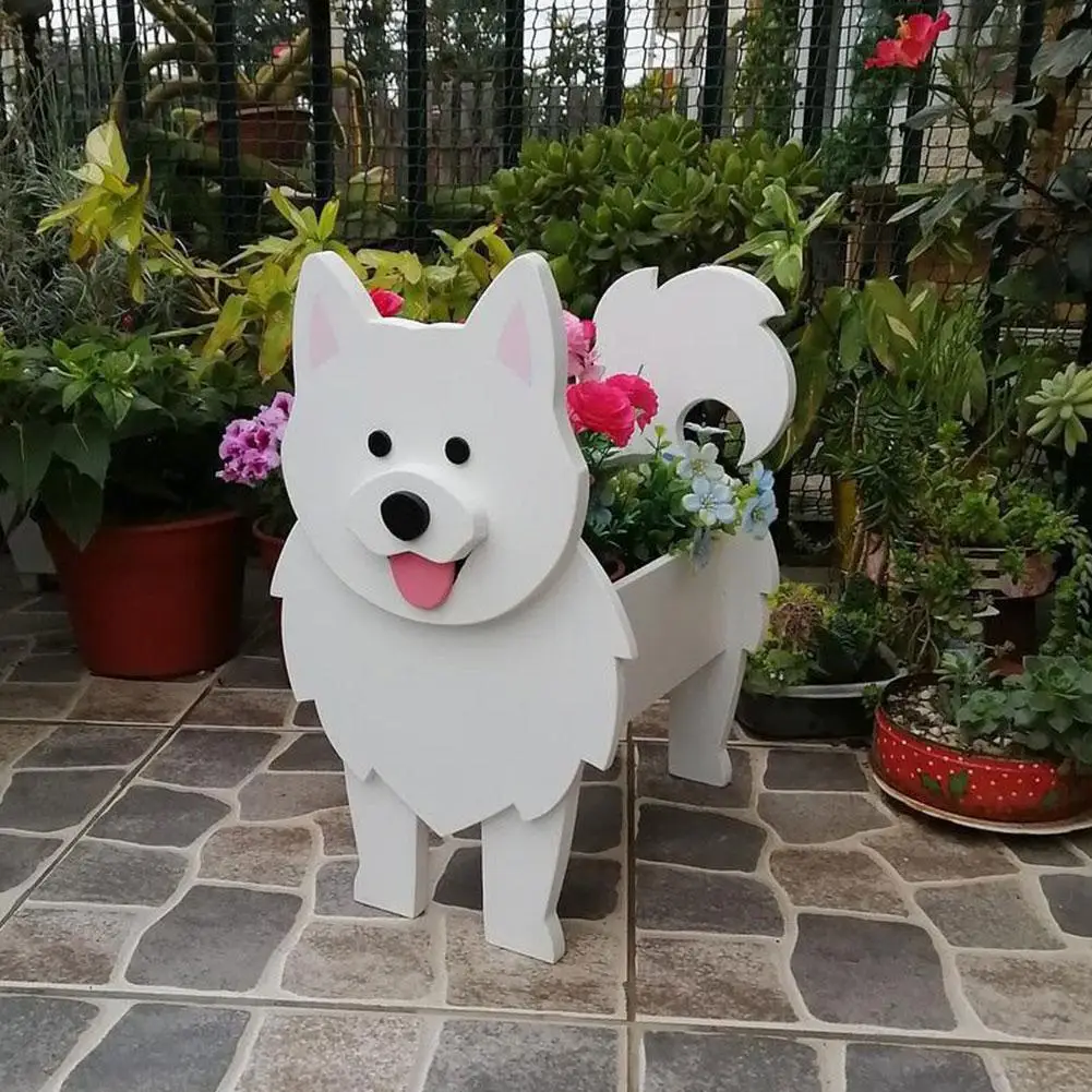 

Garden Flower Pot Dog Planter Schnauzer Bulldog Poodle DIY Corgi PVC Home Garden Yorkshire Pots Garden Decor Planter Flower O7Y0