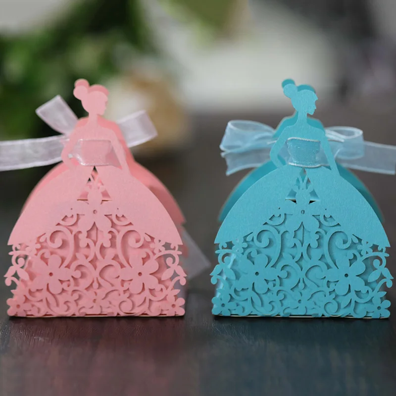 Laser Cut Pearl Paper Gift Boxes with Ribbon – Elegant Candy Chocolate Packaging for We... - SKU GBR17058 - UGI Packaging