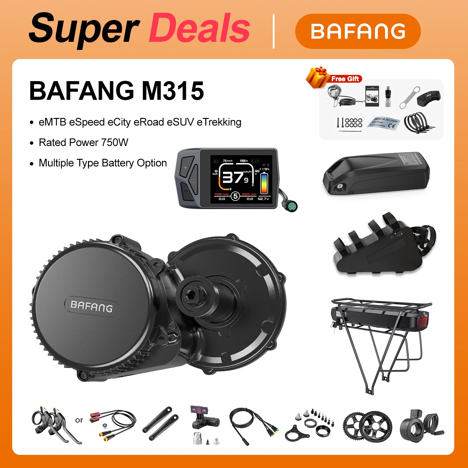 Banquet kugle appel Bafang 750W With Battery M315 BBS02B Mid Motor Electric Bike Conversion  Ebike Kits Powerful 48V 20AH 24AH 28.8AH Complete Kit - AliExpress
