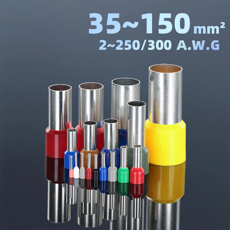 

E35-16 E50-20 E70-25 E95-25 E120-27 Pre Insulated Cord End Terminal Block Pure Copper Bootlace Ferrules Wire Crimping Connector