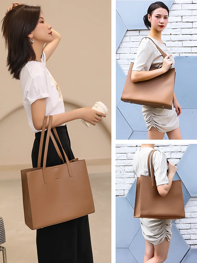 

Простая Универсальная женская сумка-тоут для отдыха, новинка 2021, вместительная сумка через плечо из воловьей кожи с разрезом