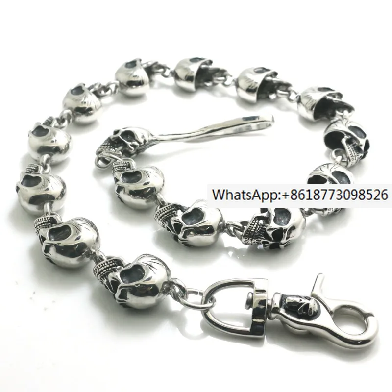 

Men's 316L Stainless Steel Silver Color Punk Gothic Skull Jeans Chain Newest