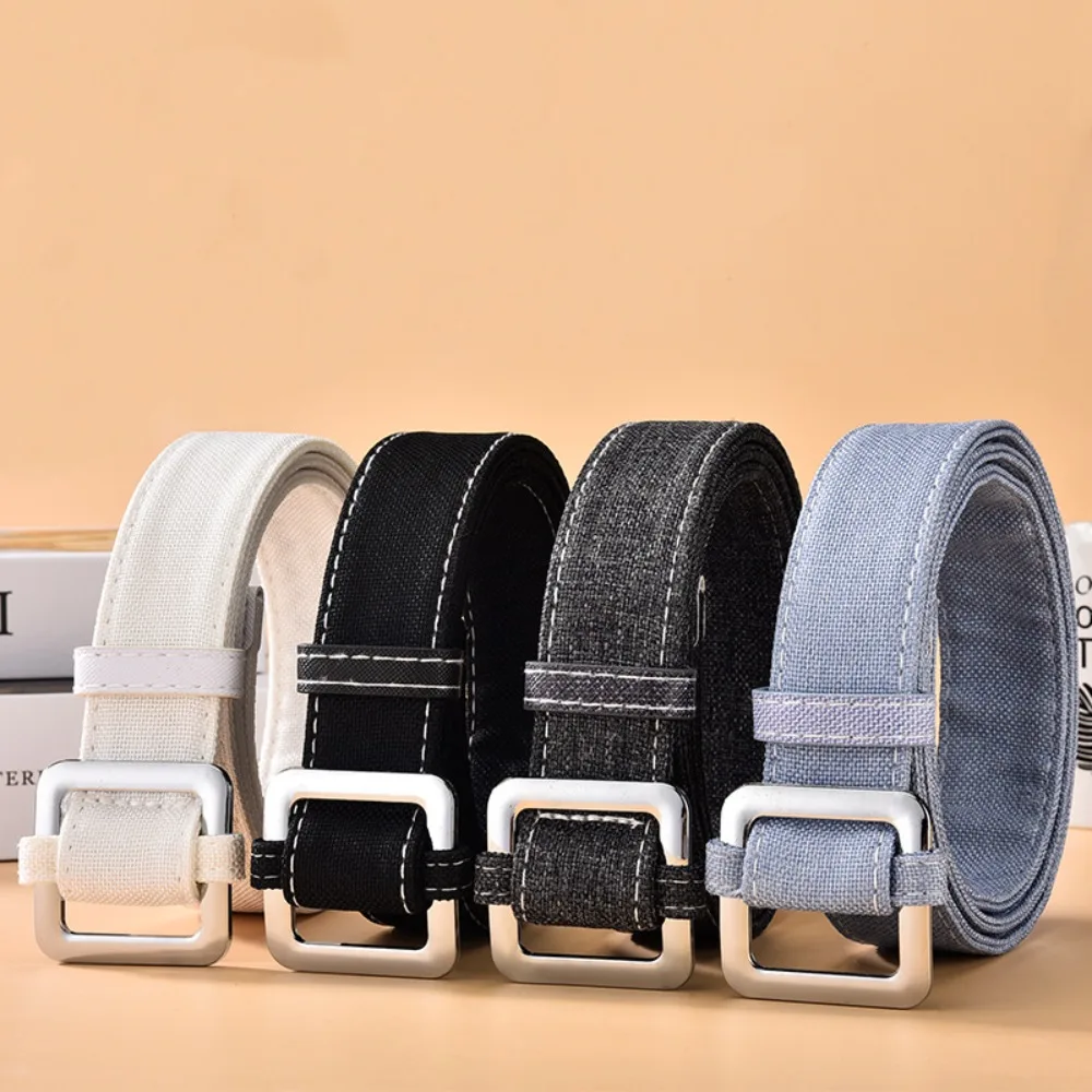 Women Casual Denim Canvas Belt with Non Porous Buckle