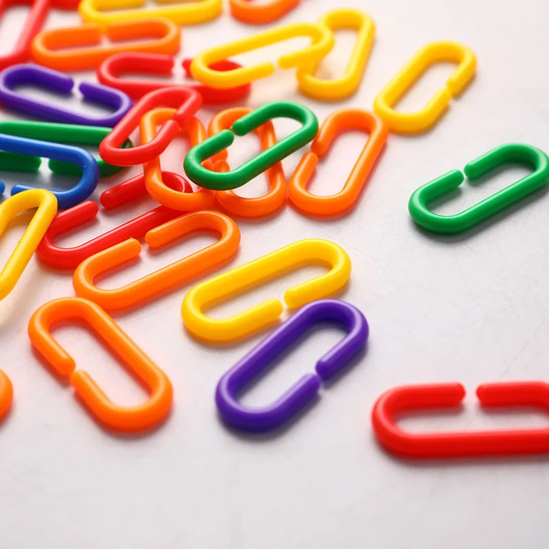 Plastic Parrot Toys C-clips Hooks Chain C-links Sugar Glider Rat Bird Toy Parts Parakeet Accessories 50Pcs/lot