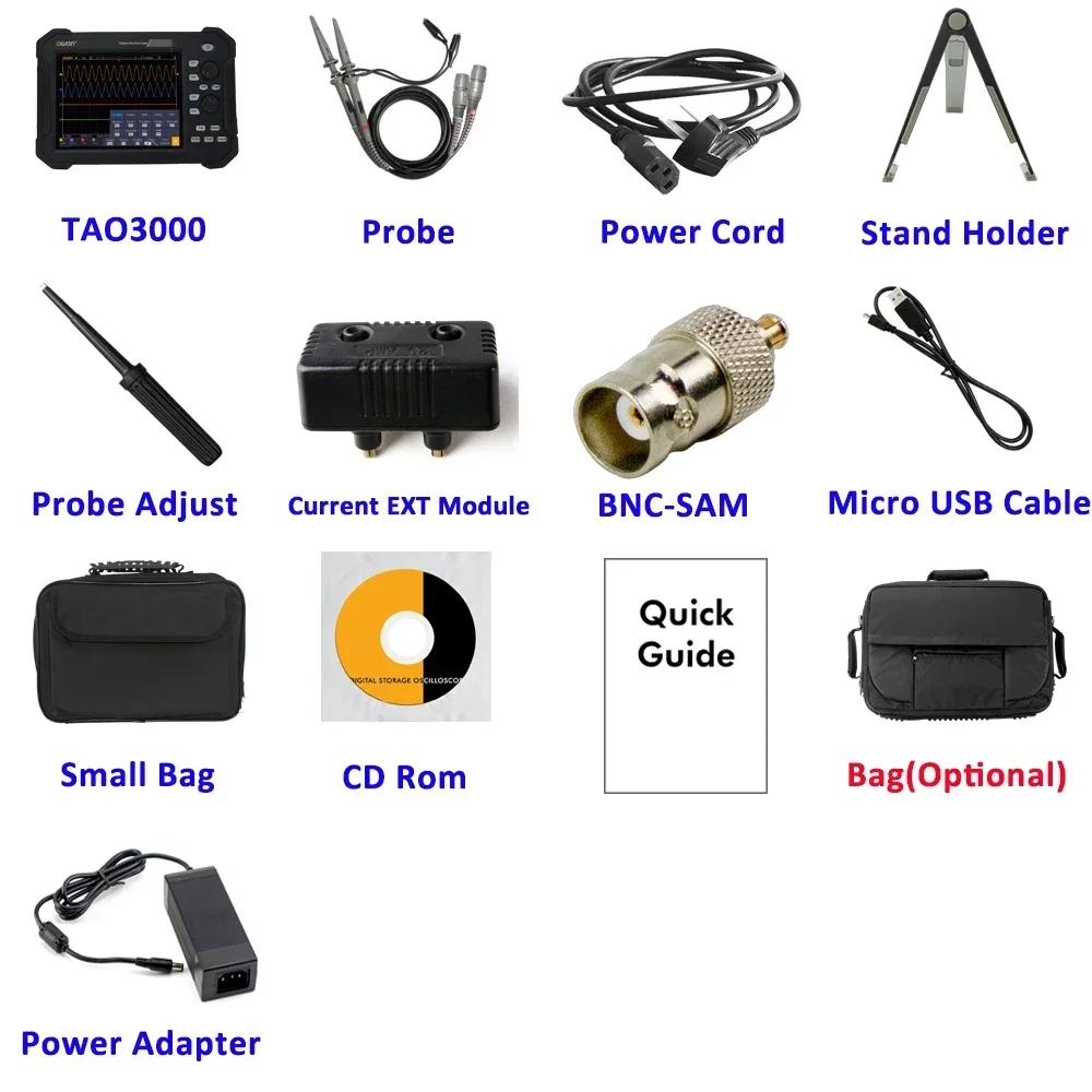 Portable Tablet Digital Oscilloscope 2CH 1GS/s 8 bits TAO3072 TAO3102 14 bits TA