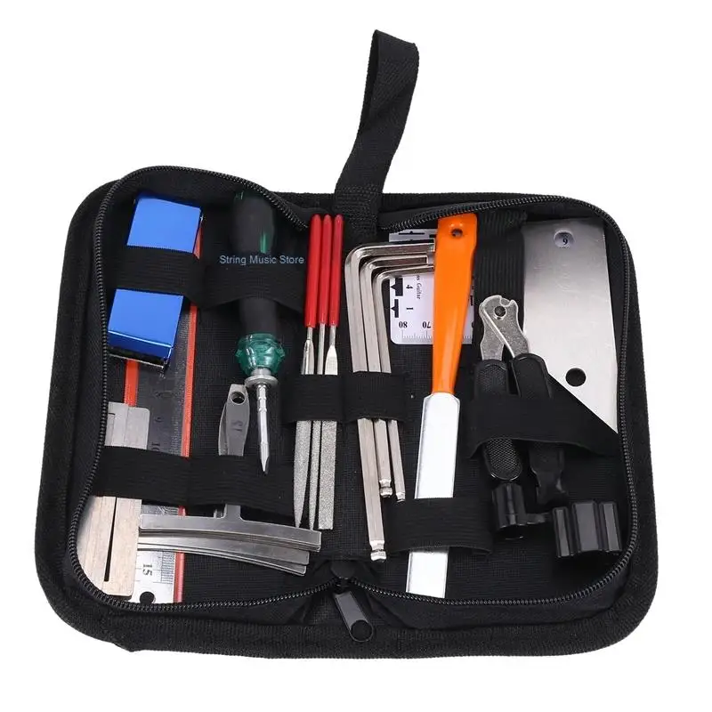 

Guitar Tool Kit Repair Maintenance Tools Chain Organizer String Action Ruler Gauge Measuring Tool Hex Wrench Set Files End