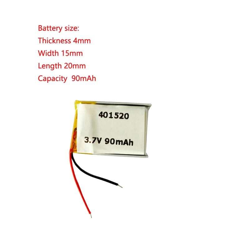 Model 351420 401420 401520 3.7v 90mah 0.333wh  Lithium Polymer Rechargeable Battery For Bluetooth Earphones, Mini Wearabl