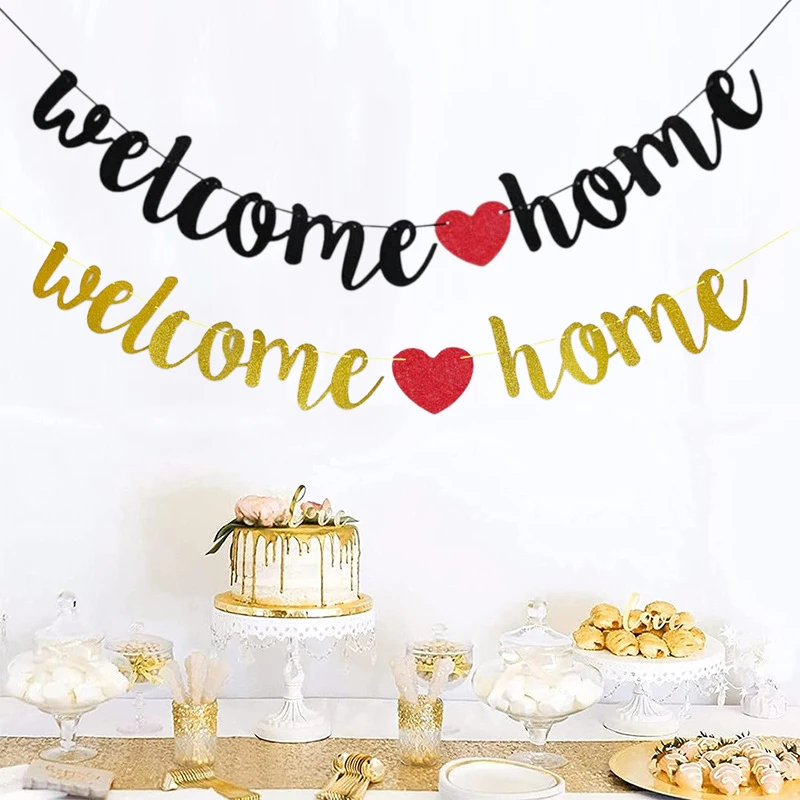 Description Picture 3 of itemWelcome Home Love Heart Banner Paper Pull Flags Wedding Baby Shower Birthday Party Garland Decor Home Decorative Supplies