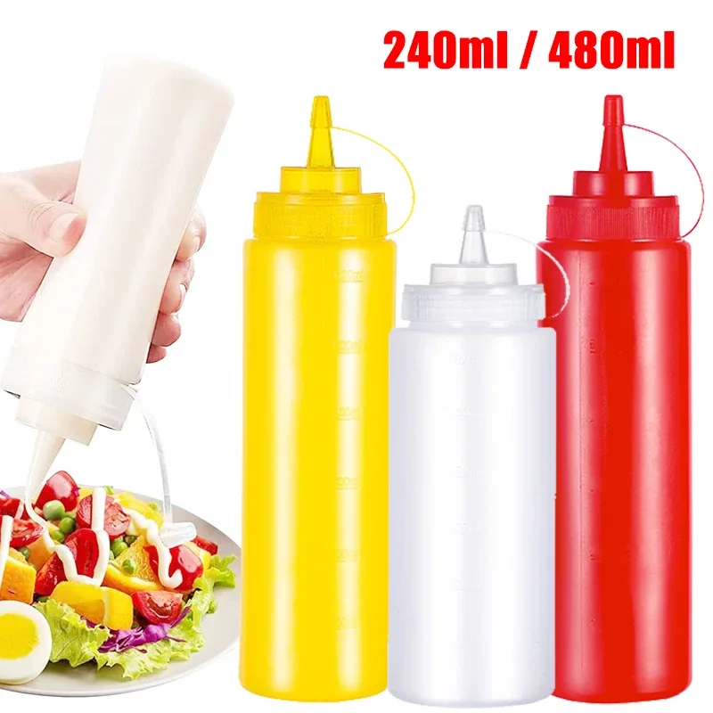 2/1X Plastic Clear Squeeze Squeezy Sauce Bottle Dispenser Bottles kitchen  Tools