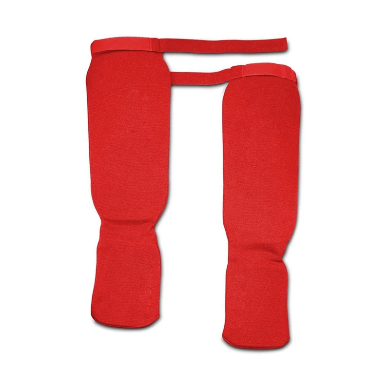 Red Karate Protective Gear Boxing Training Shin Guards Taekwondo Sanda Fighting Shin Guards Instep