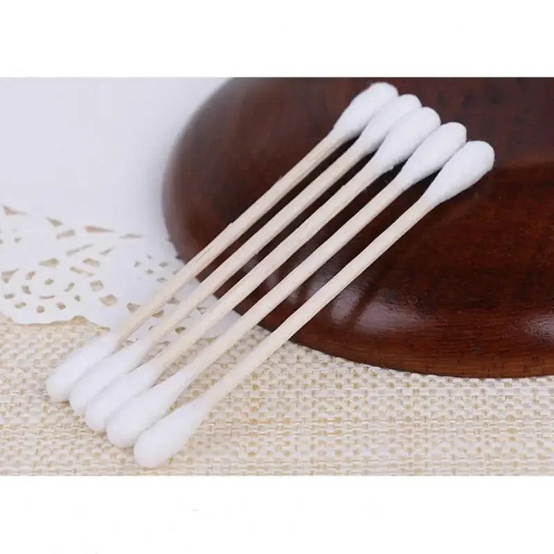 2 Sets Birch Stick Double-headed Soft Cotton Swab Sanitary Beauty Makeup