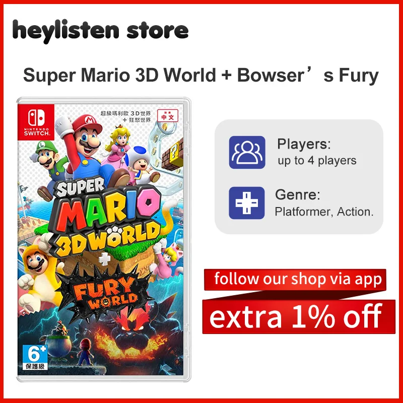 Cartão de jogo Nintendo Switch, Super Mario, 3D World Bowsers Fury, 100%  Oficial, Cartão de jogo físico original, OLED Lite - AliExpress