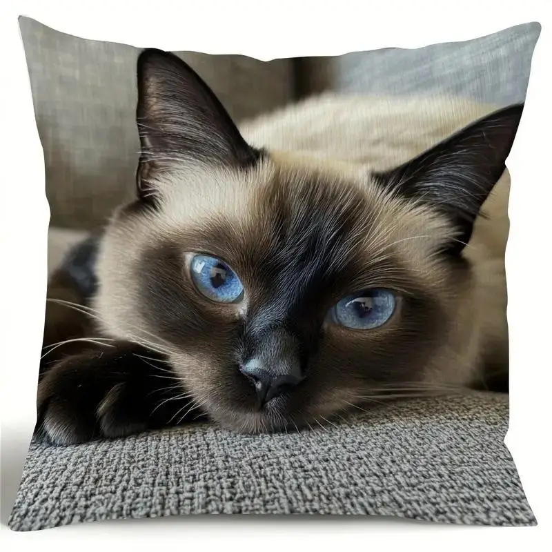 Kissenbezug mit künstlerischem Katzenmotiv, bezauberndes und kuscheliges Geschenk für Katzenliebhaber und Liebhaber gemütlicher Heimdekoration – Detail 14