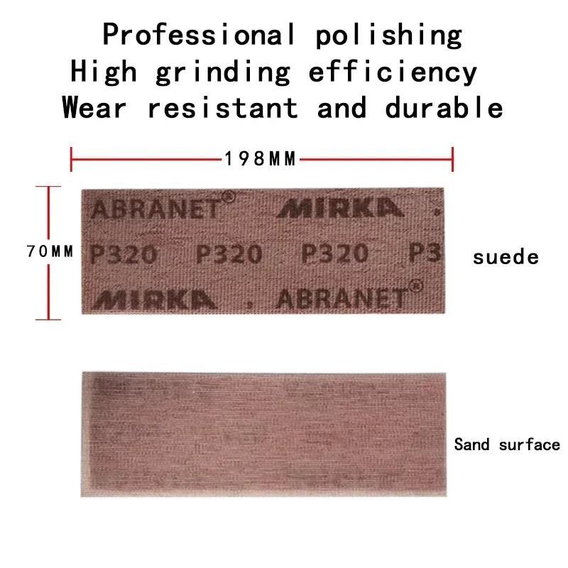 Mirka Abranet 메쉬 샌드 70X198mm 직사각형 건식 연마 종이 자동 페인트 퍼티 연삭 메쉬 사포 80-400 그릿 플로킹